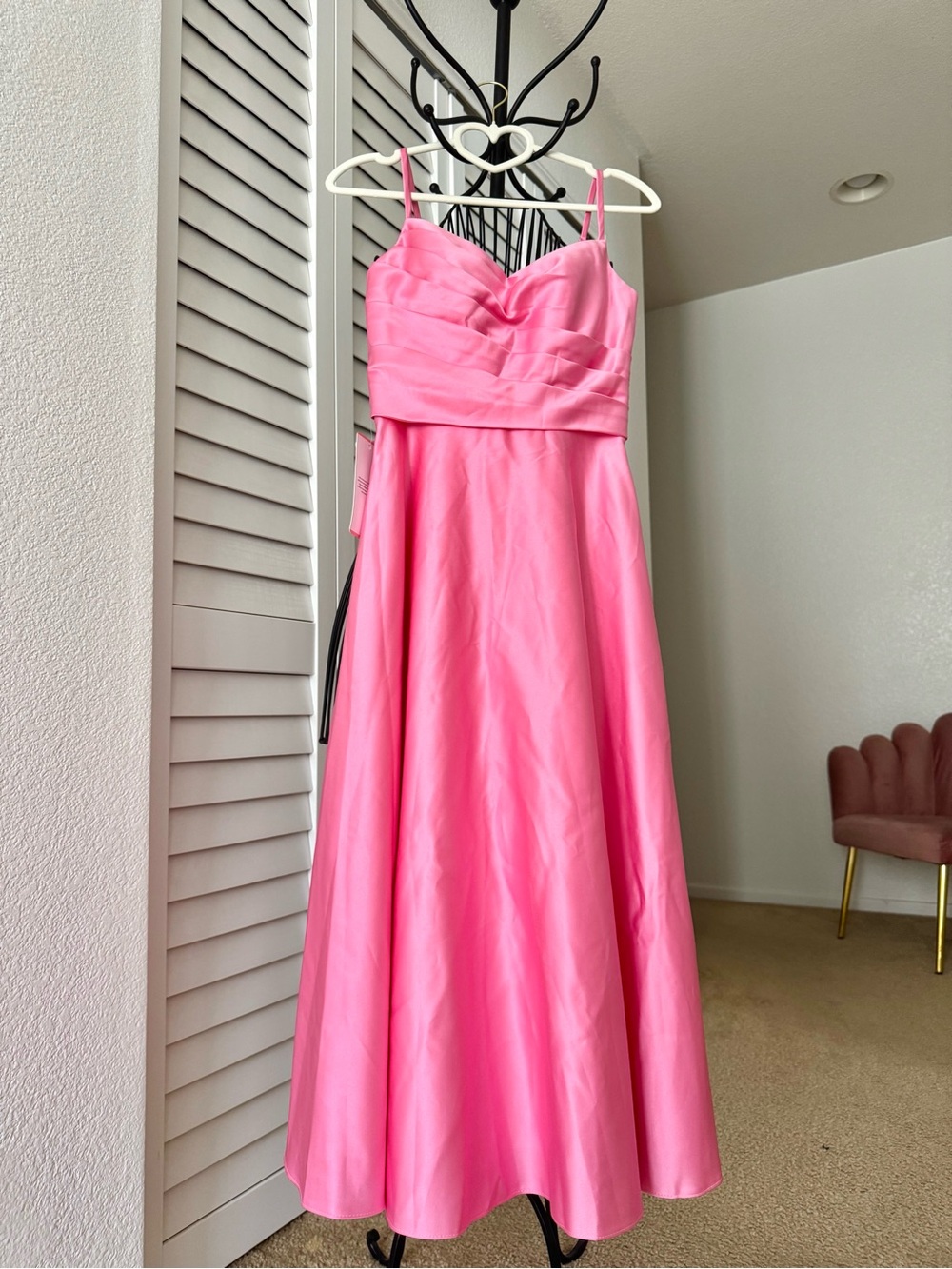 JJs House Pink Satin Spaghetti-Strap A-Line Girls' Dress